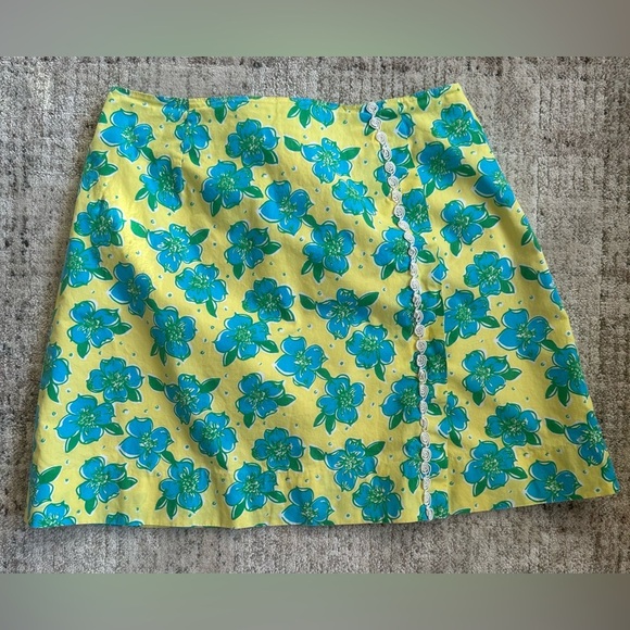 Lilly Pulitzer Yellow & Blue with White Embroidered Tennis Theme - Size 8 - Picture 1 of 9